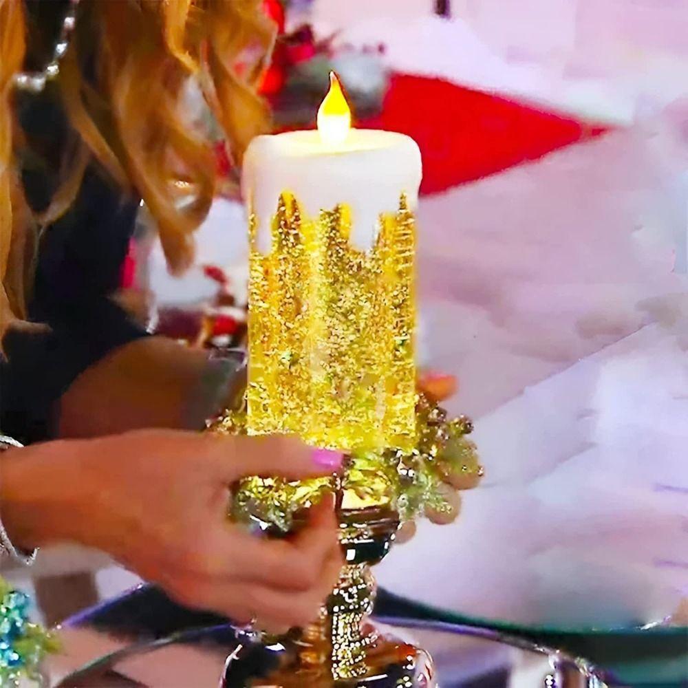 Battery Operated LED Candle Light Multi-color Gradient Swirling Glitter Simulation Candles Lights Glitter Crystal