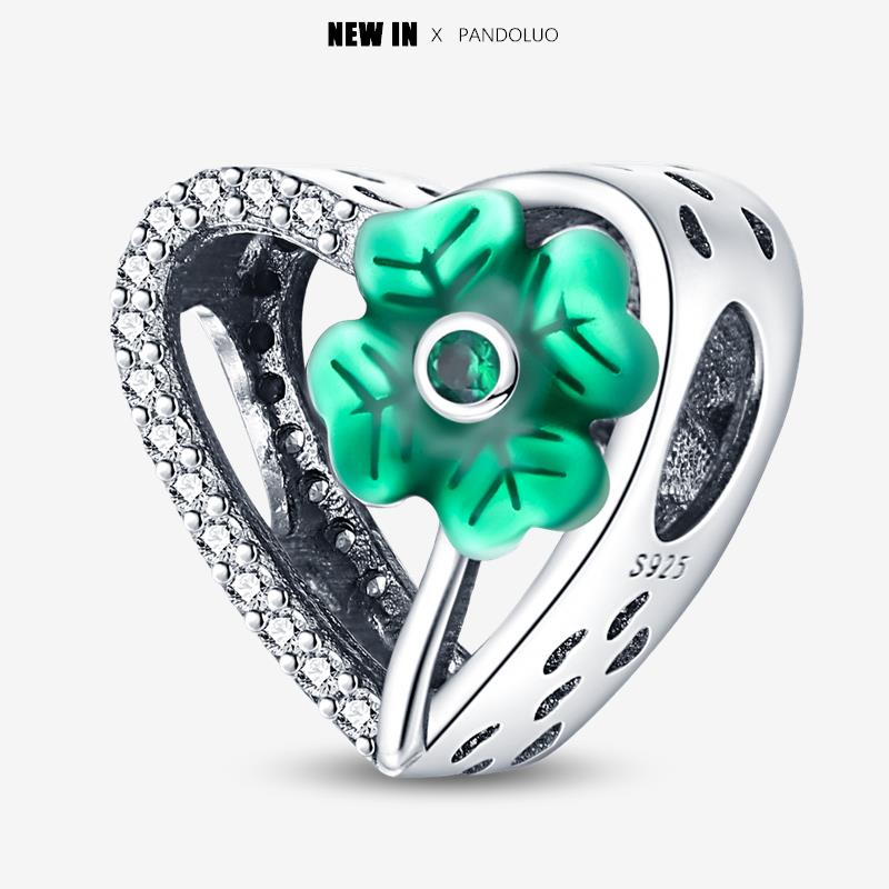 New In Heart Shaped Pattern Charm Beads Fits Pandach Original Bracelet Women Copper Pendant Bead Jewelry Gift