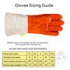 Straight Thumb Welding Heavy Duty Leather Classic Russet Fully Lined with Larger [Weldas] Gloves, 100% Free-C Cotton, Cuff, 10-0328L, Orange, Sizes.