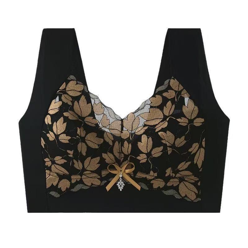 

Lace Back Wrap Bustier: Uplifting Support, Side Collection, Seamless Plus Size Bra for Large Busts - Creates a Smaller Look with Open Back Design. L (100-120 lbs) чорний