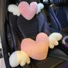 1pc Cute Cartoon Car Headrest Pillow Neck Support Pillow Love Heart Back Waist Pillow Seat Back Cushion Car Interior Decoration