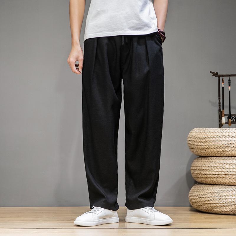 Men's Cotton & Linen Casual Pants - Summer/Winter Loose Wide-Leg Trousers