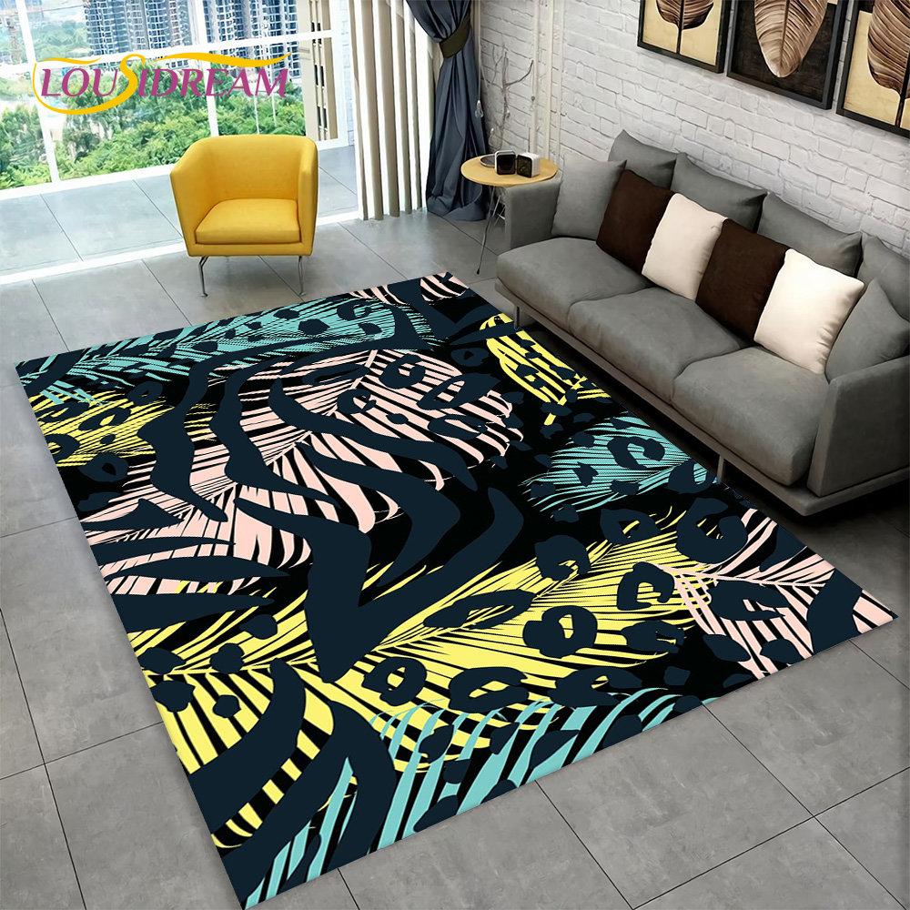 3D Nordisk Luksus Blomst Rose Områdeteppe Stort, Teppeteppe for Hjem Stue Soverom Sofa Dørmatte Dekor, Sklisikre Gulvmatter for Barn