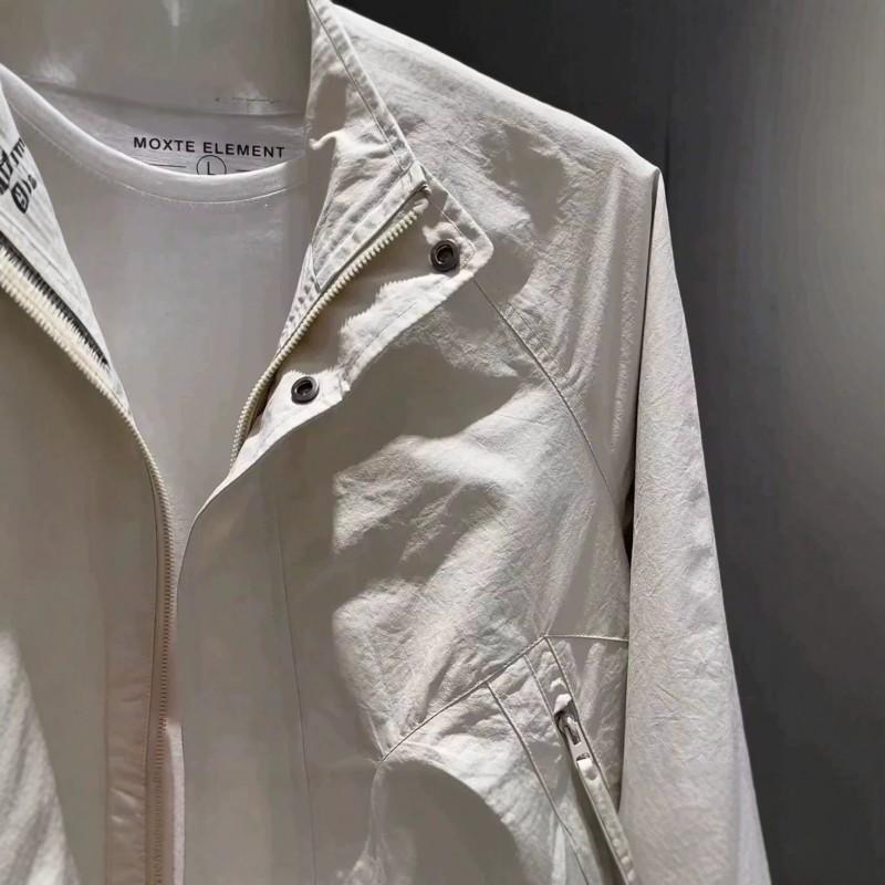 Mens Casual Lightweight Jacket Stylish Loose Fit Hoodless Zipper Front Solid Color Outerwear Youth