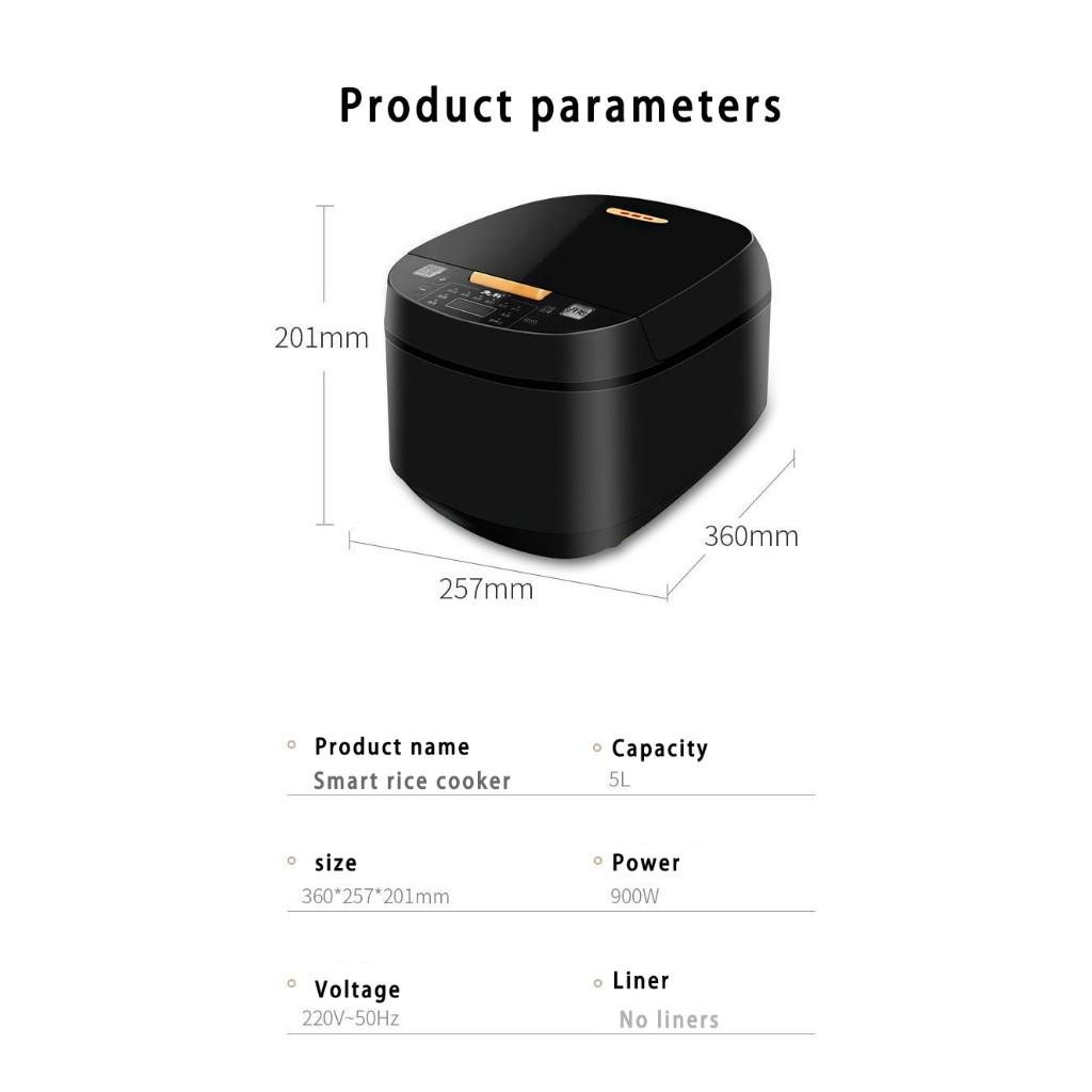 5L Großraum Smart Reiskocher Haushalt Elektrischer Antihaft-Kocher Ein-Knopf Automatik-Kochmaschine