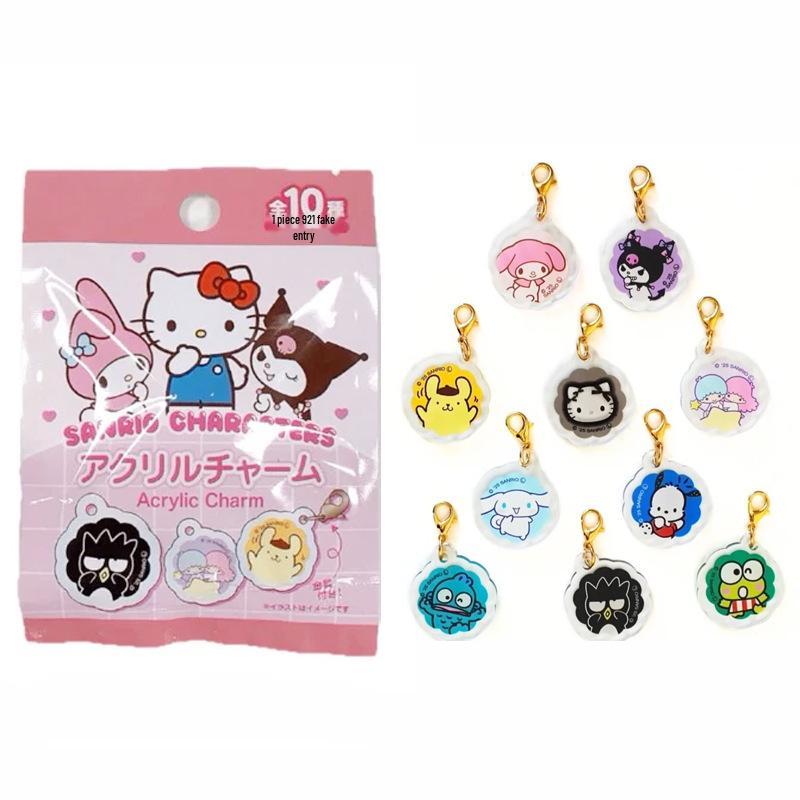 Sanrio Kitty Japoński Ekskluzywny Akrylowy Breloczek i Odznaka z Brokatem Pudełko Niespodzianka