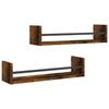 VidaXL Wall Shelves with Bars 2 Pcs Smoked Oak 60x16x14 Cm 835436