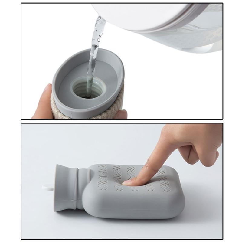 Mini Silicone Hot Water Bottle 300ml With Soft Cover Support Microwave Water Bottle Water Bag For Winter Use