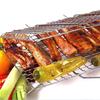 Iron Wire Grilling Barbecue BBQ Basket Net Wooden Meat Handle Fish Clip Holder