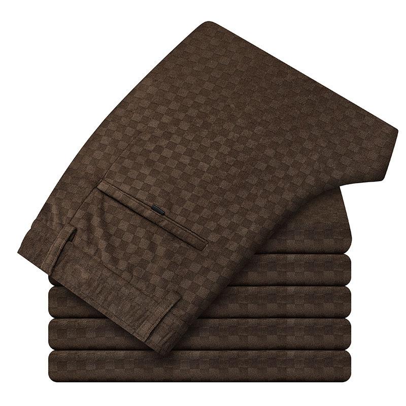 Corduroy men's elastic diamond plaid casual trousers male youth Korean version of the Slim small straight high-waisted men's trousers