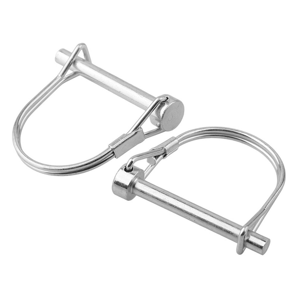 2Pcs Galvanized Locking Pins With Spring Lock Carbon Steel Tubular Folding Pin Anti-lost D-type Garden Tools Parts