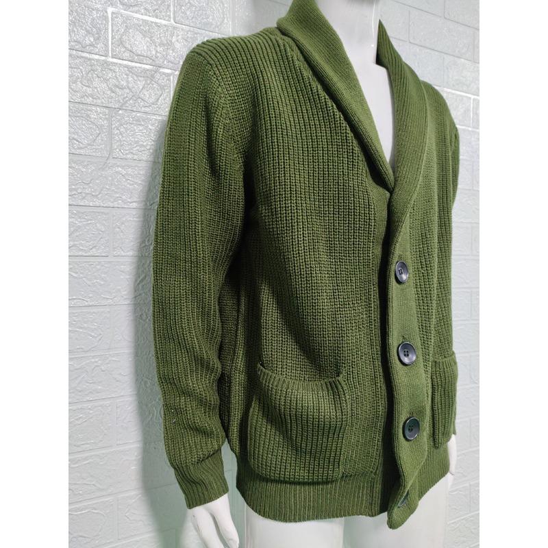 2025 Winter Sweater Men's High Neck Single Button Pocket Knitted Top