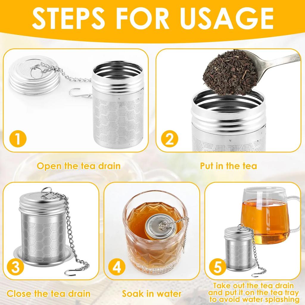 2Pcs Tea Infuser Stainless Steel Tea Strainer Teapot Fine Mesh Tea Leaves Spice Seasoning Filter Teaware Kitchen Accessories