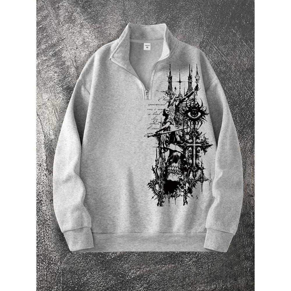 

Original Design Gothic Zipper Stand Up Collar Shirt, Fashionable Street Style Zipper Hoodie Is the Choice to Match with Fashionable Clothing XXL