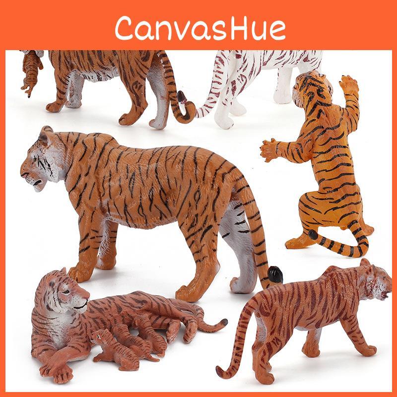 Wildlife Animal Figurine Pvc Tiger Mother And Cubs Sculpture For Home Decor Collectors Gift