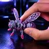 Lightweight 3D Printed Display Piece Articulated Bee Fidget Toy, Flexible Joint Figurine with Keychain, High Precision Hollow Body Model Mechanical