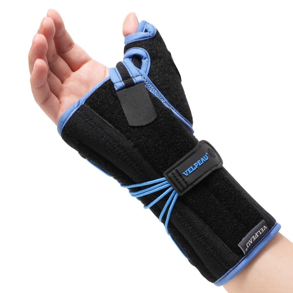 VELPEAU Wrist Brace with Thumb Splint for Carpal Tunnel Syndrome, Fracture, Sprain and Tenosynovitis, Drawstring Wrist Support Small