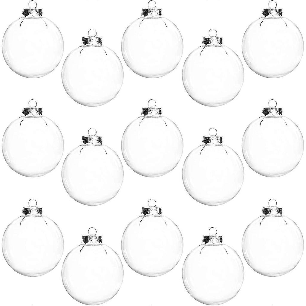 15 Pcs DIY Clear Fillable Balls Ornament, 2.36Inch Transparent Ornaments Shatterproof Christmas Balls for Christmas Wedding Birthday DIY Crafts