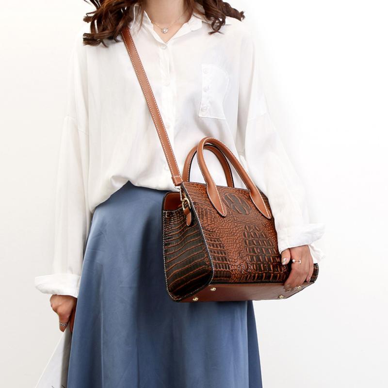Johnature Fashion Women Big Bag Versatile Commuter Elegant Leather Handbag Leisure Large Capacity Shoulder & Crossbody Bags