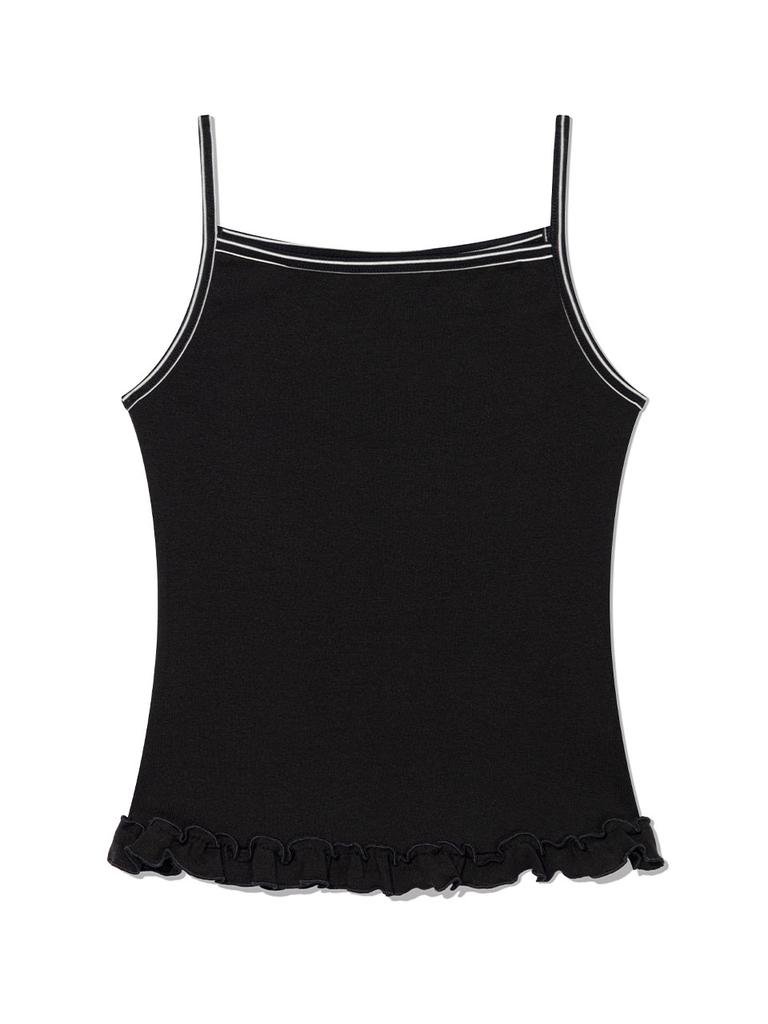 Eogeulliswedou Striped Frill Contrast Sleeveless (Black)