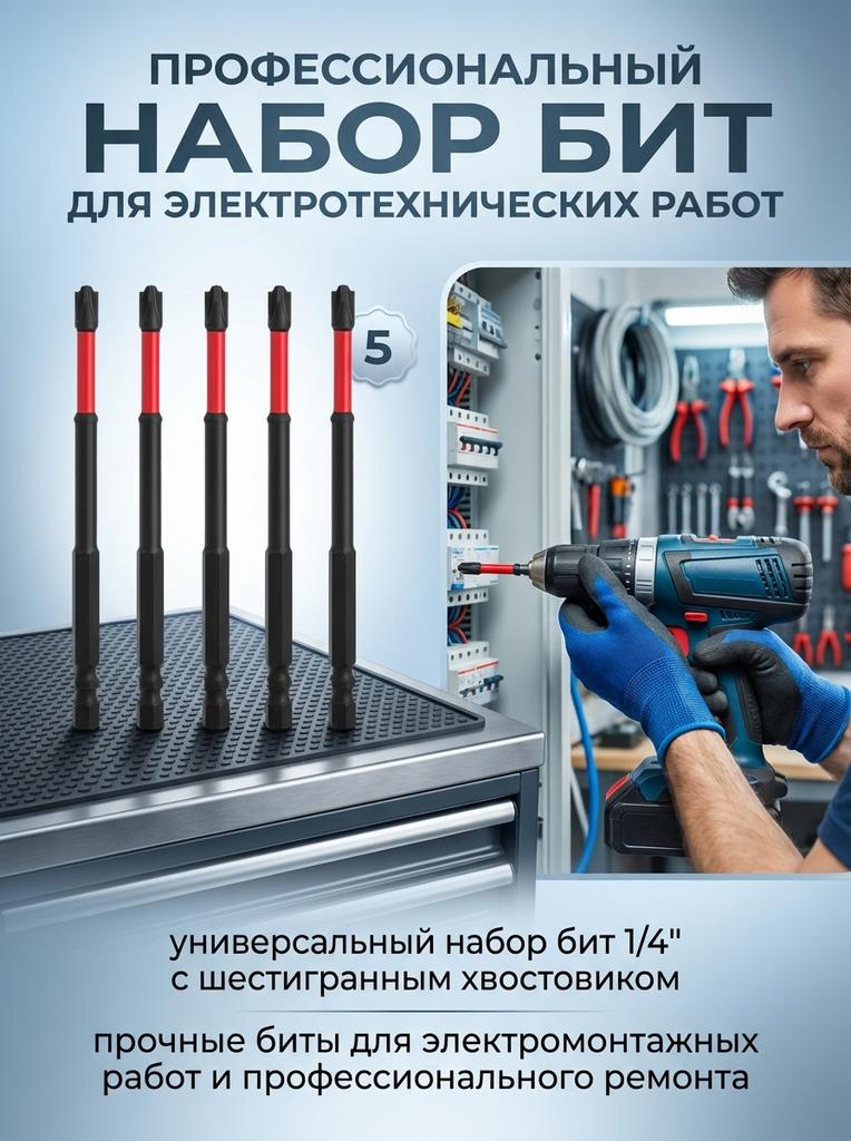 Electrician Screwdriver Bits 1/4" Hex Shank Multi-Tip Screwdriver Set for Electrical Maintenance