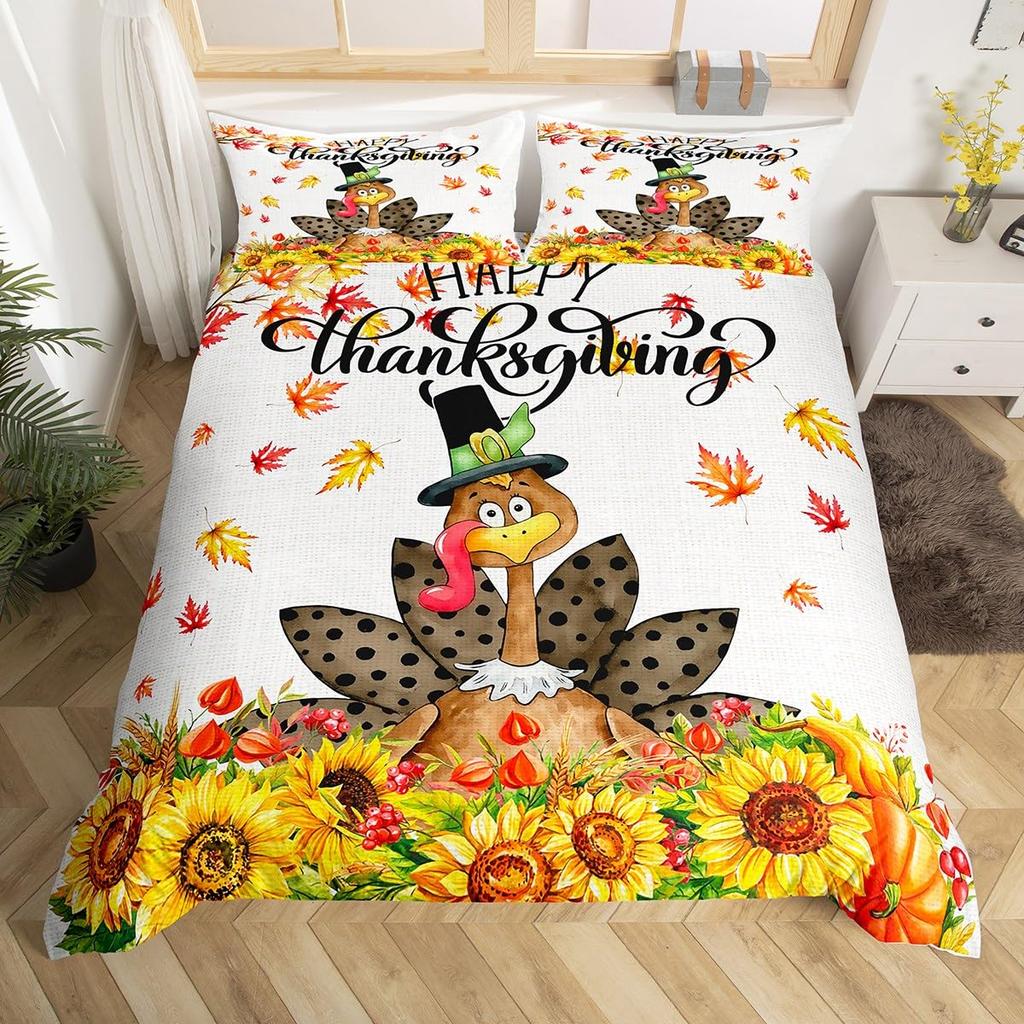 Turkey Duvet Covers for Kids Boys Girls Quilt Covers Queen Lightweight Down Room Decor 2 Pillowcases 1 Duvet Cover No Comforter