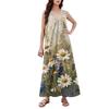 Women's Fashion Casual A-line Retro Printed Hammer Feeling Loose Long Skirt With Pockets