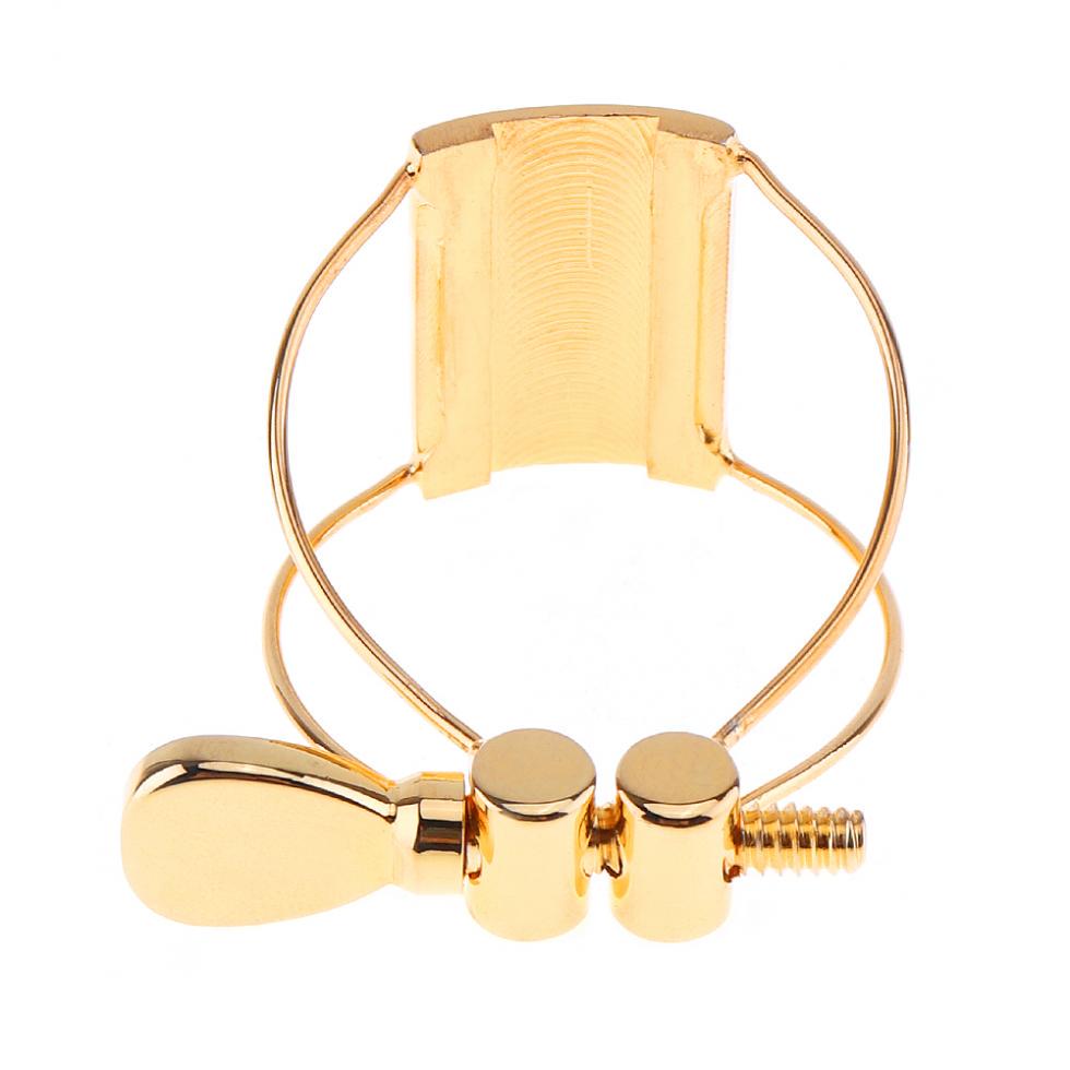 Metal Gold-plated Ligature Tenor Sax Mouthpiece Clip with Plastic Cap for Tenor Saxophone