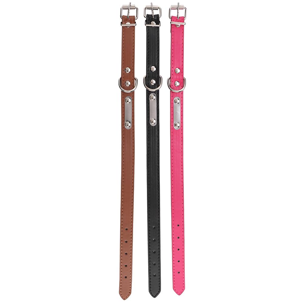 3Pcs Adjustable Soft PU Leather Pet Dog Collar Dog Training Collar with ID Plate