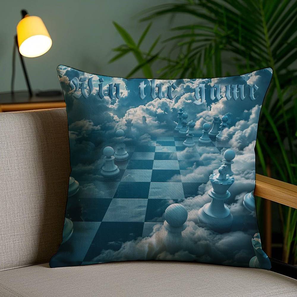 Classic Chess Pillow Case Office Sofa Dorm Chair Back Short Plush Double-sided Printing Home  Cushion Cover