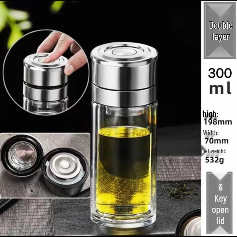 OLOEY Portable Double-Wall Borosilicate Glass Bottle Set