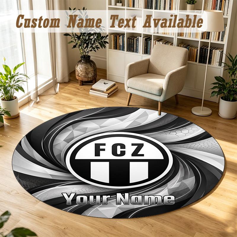 Round Rug Custom NameFC Zürich Pattern Non Slip Carpet Home Floor Decor
