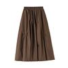Coffee Brown High Waist Floral Skirt Autumn A Line Flared Pleated Midi Skirt Elegant Fashion Women