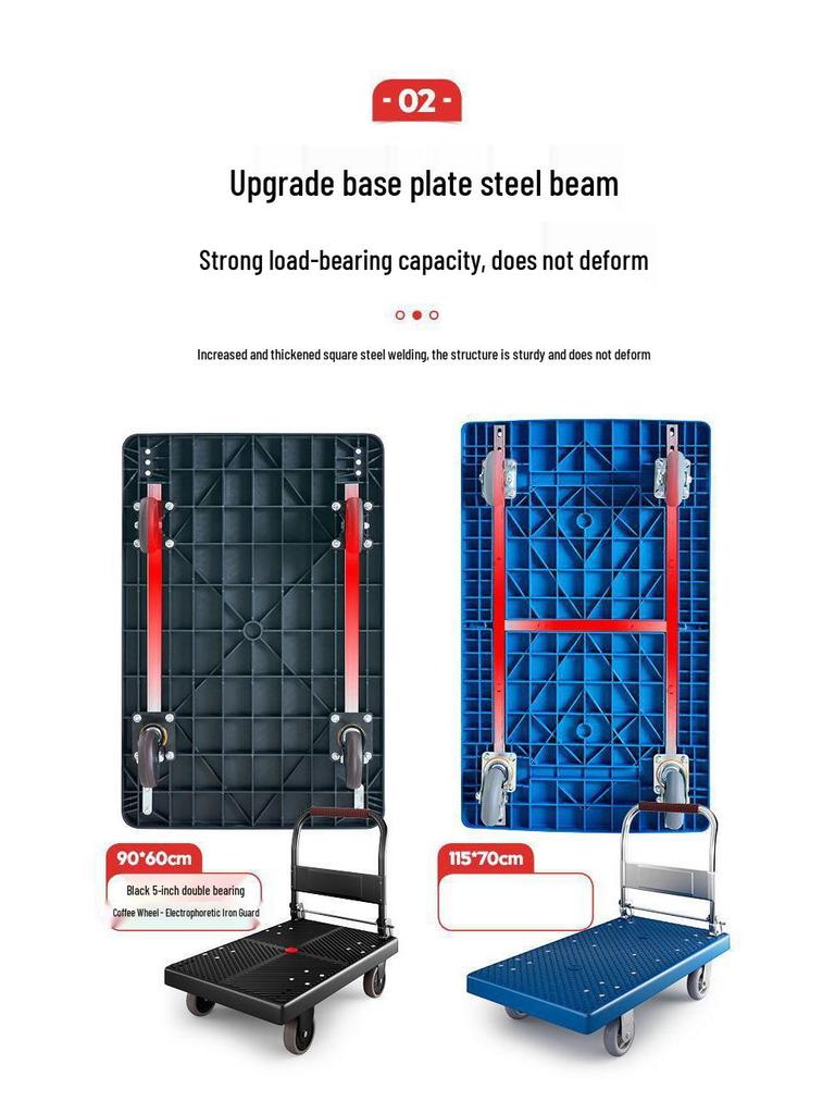 Compact Folding Flatbed Trolley: Silent, Lightweight, Multi-Functional Hand Truck for Pulling and Pushing Goods