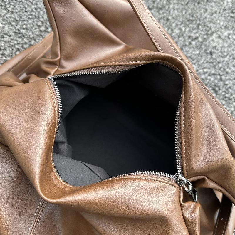 Big Bag, Women's New Vegetable Tanned PU Lazy Style Tote Bag, Light Luxury and High-end Single Shoulder Armpit Bag