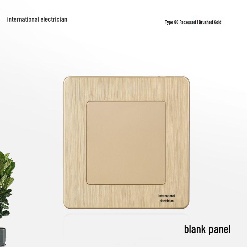 

Champagne Gold Brushed One/Gang Switch & Socket Panel for Household Concealed Installation (Five-Hole).