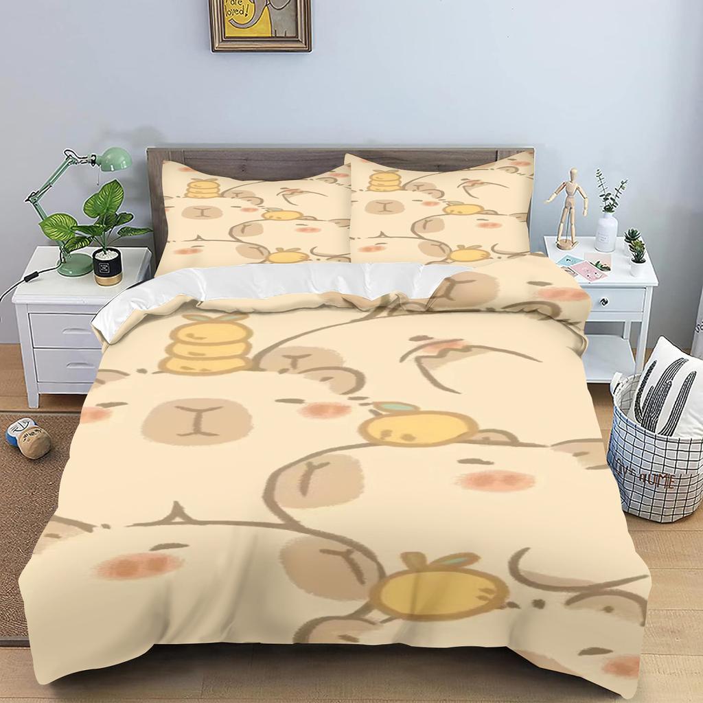 Cartoon Capybara Quilt Cover Skin-Friendly And Breathable Duvet Teenager Fluffy Warm Cuddly Comforter Warmth Bedding