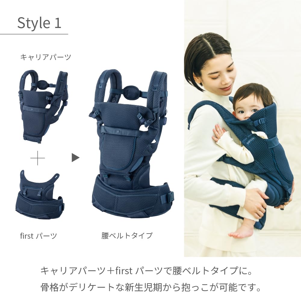 Beren First Set Indigo Blue Baby Carrier Can Be Used from Newborns Baby Carrier with Hip Seat Front of Neck Sitting Ergonomic Mesh Multifunctional