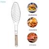 Cestello Grigliata Pesce in Acciaio Inossidabile, Supporto Pesce BBQ Antiaderente con Manico in Legno per Campeggio Esterno e Barbecue