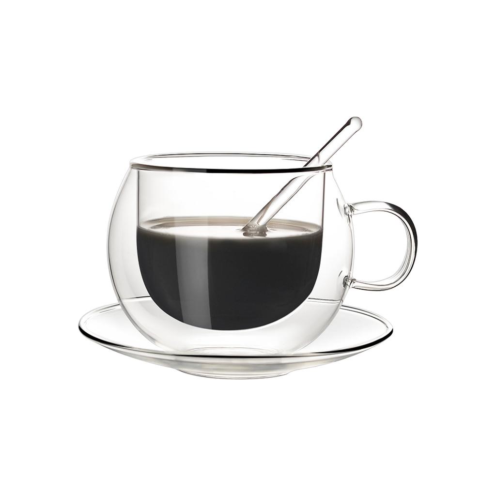 Double Wall Coffee Mug Glass 10ml/20ml Cup for tea  Cup kitchen Tool Coffee Cup With Saucer And Spoon