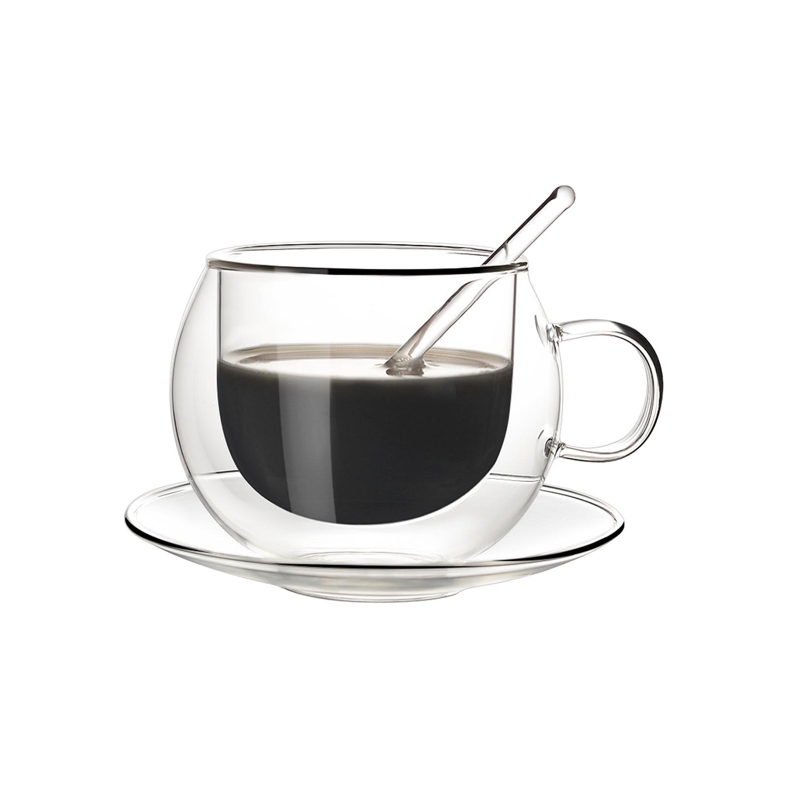 

Double Wall Coffee Mug Glass 10ml/20ml Cup for tea Cup kitchen Tool Coffee Cup With Saucer And Spoon