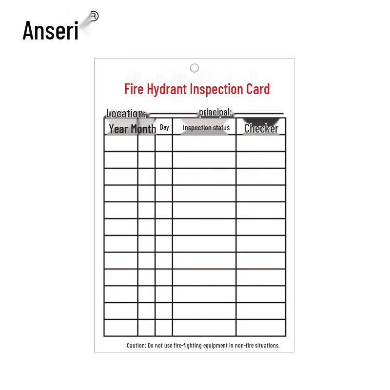Ansell Fire Hydrant Inspection Record Cards