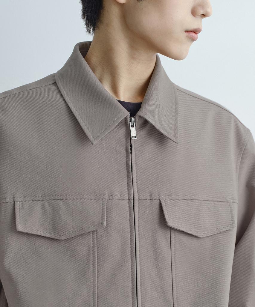 Musinsa Standard Whipcord Minimal Zip-Up Trucker Jacket [Grayish Beige]