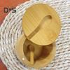 Bamboo Salt Cellar Seasoning Jar with Built-in Spoons Salt Container for Kitchen Swivel Lid Spice Box for Countertop