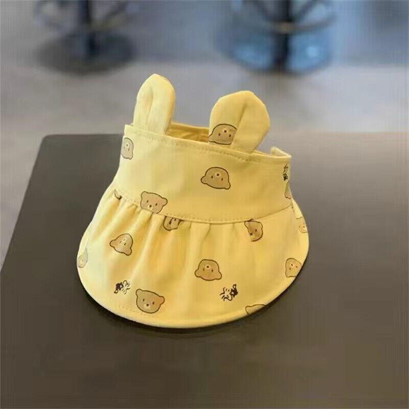 

Хлопковая шапочка с кроликом для девочек и мальчиков, милая, для новорожденных, хлопковая, повседневная, для путешествий, для отдыха на природе, для младенцев, корейская, солнцезащитная, дышащая, для малышей, лето 0-3 года жёлтый