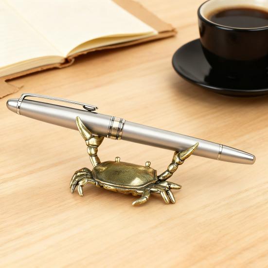 Yousheng Brass Weightlifting Crab Pen Holder Simulation Crab Stationery Pencil Stand Home Office Desktop Fengshui Decoration Ornament