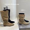 Pile boots women's cycling boots retro suede thick heel pointed new brown wrinkled tall boots autumn thin