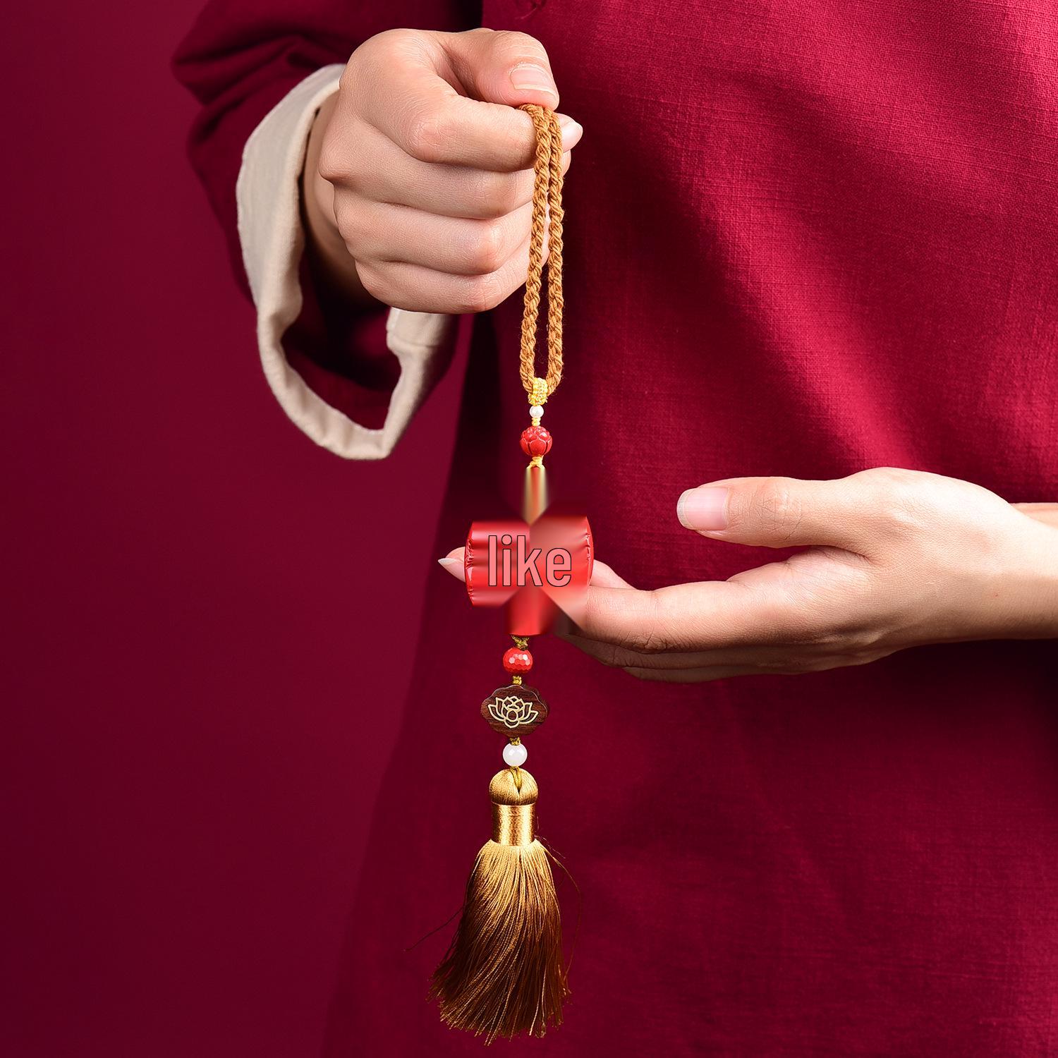 Cinnabar Magpie Peace Retro Pendant: Ancient Style Tassel Decor for Wall or Car High Content Cinnabar (75%-80%)