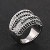 Huitan Hot Fashion Rings for Women Luxury Elegant Shiny Black CZ Finger Accessories Delicate Bright  for Wedding Bridal