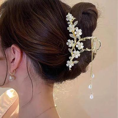 Pinza per Capelli con Nappa Fiore di Perla per Donne Clip per Capelli Dolce Carina Ragazze Moda Eleganza Copricapo Coreano Raffinato Accessori per Capelli